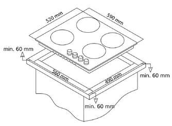 ENCIM. ARTICA AXG6040 4F 60CM GAS INOX