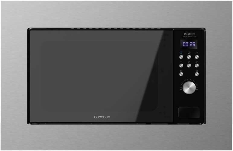 Microondas Integrable Cecotec Grandheat 2000 Inox - 700W+Grill, 20 Litros, 9 Funciones, 6 Potencias