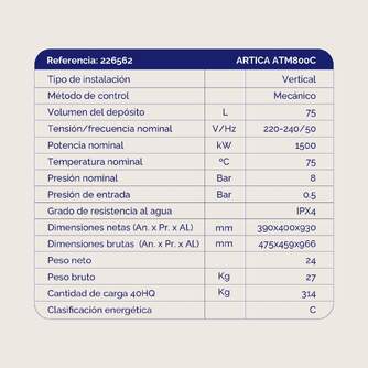 TERMO ARTICA ATM800C 80L CLASE C