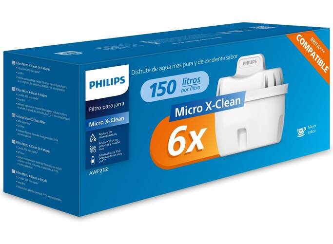 Recambio Jarra Philips AWP212/24 5+1 MicroClean X - Vida &uacute;til de 30 d&iacute;as, para jarras Brita