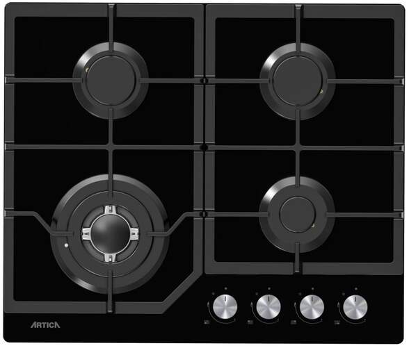 Placa Gas Artica ACG60401 - 4 Fuegos, Cristalgas, Hierro Forjado, Wok