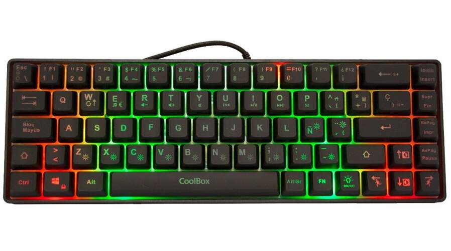 Teclado Coolbox TM065 RGB - 10 modos de iluminaci&oacute;n RGB, compacto, atajos multimedia