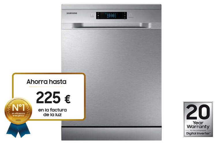 Lavavajillas Samsung DW60M6050FS - E, 14 Servicios, 7 Programas, Tercera Bandeja,Display LED, Inox