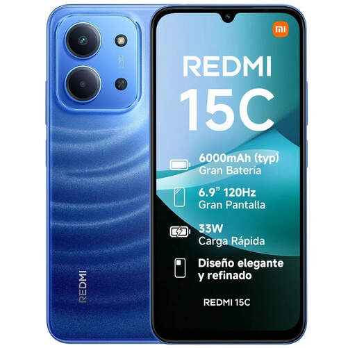 Xiaomi Redmi 15C NFC 4/256 GB Azul - 6,9", Helio G81 Ultra, 6000 mAh, C&aacute;mara doble 50 MP
