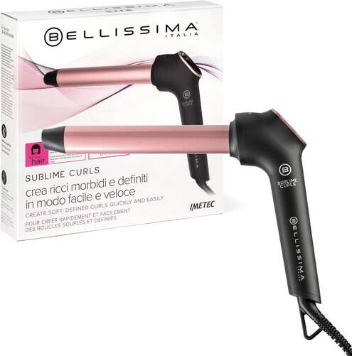 Rizador Bellissima Sublime Curls - 25 mm, Hasta 210º C, Negro, Rosa