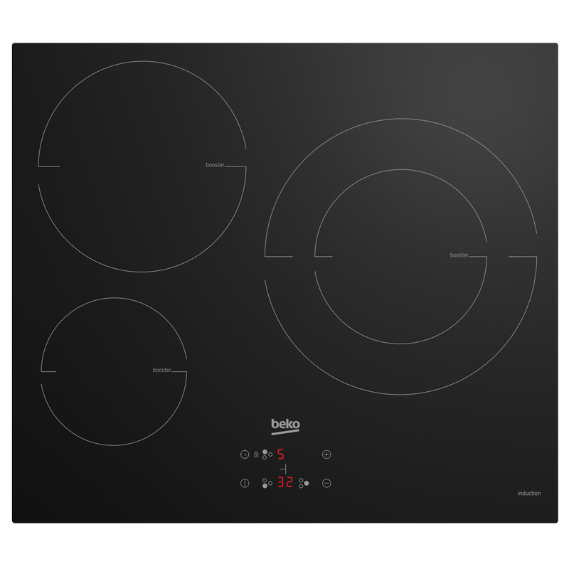Placa Inducción Beko HII63402MT - 60cm, 3 Zonas (1 Grande 28cm)