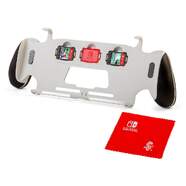 Soporte con agarre Nintendo Switch - Guarda hasta 3 juegos, toallita limpieza, negro/blanco