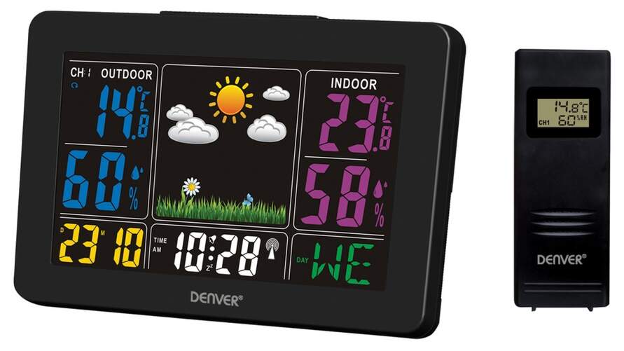 Estaci&oacute;n Meteorol&oacute;gica Denver WS-540 Negro - Reloj, temperatura y humedad, funci&oacute;n alarma
