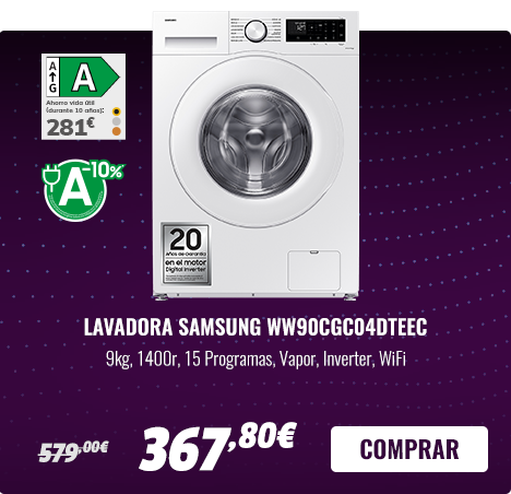 Lavadora Candy HCU2102DWB41S - Clase B, 1200r, Smart Touch NFC