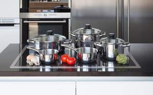 Batería Cocina Inoxibar - Forma Acero, 5 Cuerpos + 3 Tapas, Cristal, Inox