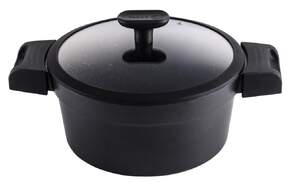 Cacerola Fagor Aluterm - 24 cm, Alta, Tapa, Negro