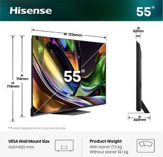 TV HISENSE 55%%%quot; 55UR8S UHD RGBMINILED SMARTTV 180HZ