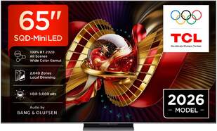 TV TCL 65" SQD MiniLED 65C8L - 4K Ultra HD, GoogleTV, 144 Hz, Bang & Olufsen 240W, HDR10