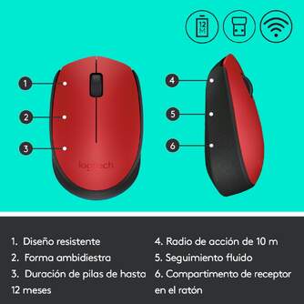 RATON LOGITECH M171 INALAMBRICO 910-004641 ROJO