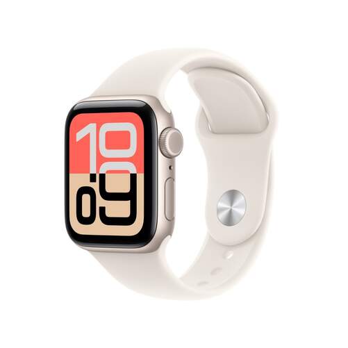 Apple Watch SE 3 Starlight - 1,57" OLED, GPS+Cellular, Bluetooth 5.3, 18 h aut., correa goma M/L
