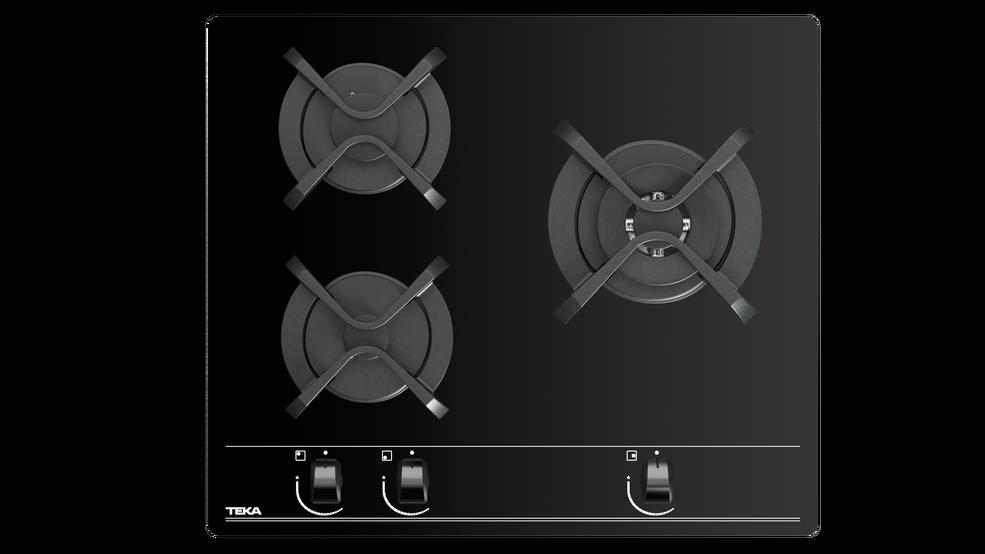 Placa Gas Teka GBC 63010 | 60cm, 3 Fuegos, Cristal Templado, Termopar