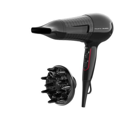 Secador Rowenta CV591L Karl Lagerfeld - 2100W, Iónico, 2 Velocidades, 3 Temperaturas, Difusor