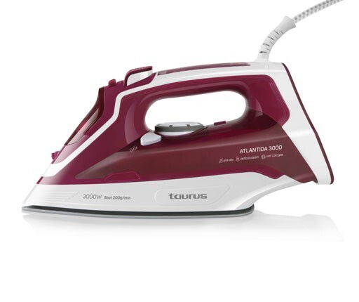 Plancha Taurus Atlantida - 3000W, vapor variable, golpe vapor 200 g/min, vapor continuo 45 g/min