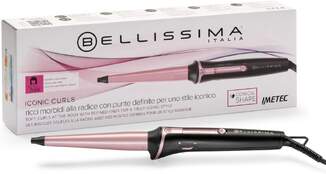 Rizador Bellissima Iconic Curls - Hasta 210&ordm; C, Cer&aacute;mico, Forma c&oacute;nica, 40 W, Negro, Rosa