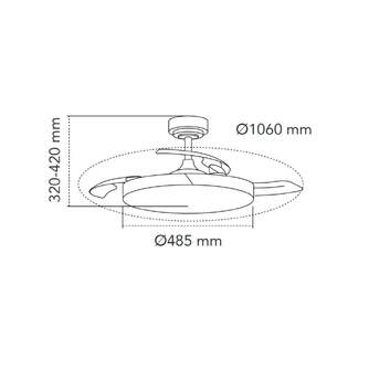 VENTILADOR TECHO RETRACT CRISTAL ECORO 45W MD