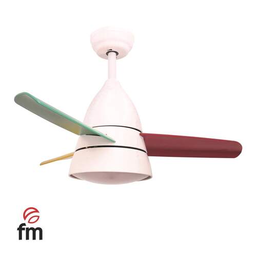 Ventilador de Techo FM VT Kids L - 90 cm, 2,6 W, 3 aspas de colores, 6 velocidades
