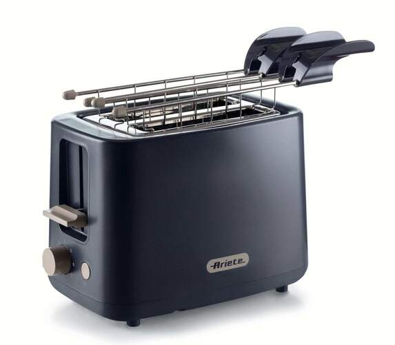 Tostadora Ariete 157/03 - 2 Ranuras Cortas, 760 W, Con Pinzas, Grafito