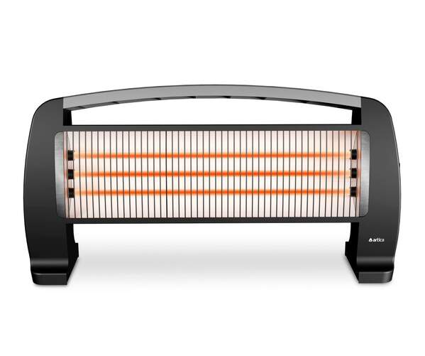 Estufa Infrarrojos Artica AI1200 - 1200 W, Cuarzo, Anti-vuelco, Negro