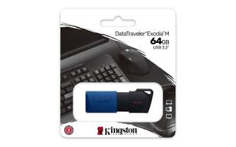 MEMORIA USB KINGSTON 64GB RETRACTIL NEGRO/AZUL