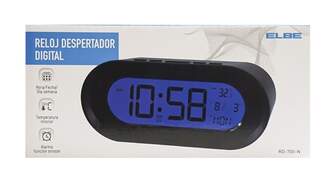 RELOJ DESPERTADOR ELBE RD700N TERMOMETRO CALENDARI