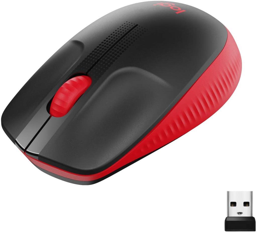 Logitech M190 1000dpi rojo casual 1000 3 botones diseño curvo ambidiestro batería 18 meses con modo ahorro receptor usb cursor y desplazamiento preciso rueda amplio raton ambidextro rf inalambrico optico ppp 1x