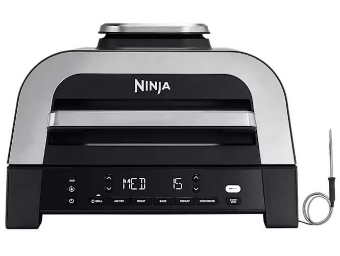 Parrilla interior sin humo Ninja DG551EU - 6 funciones con freidora de aire, term&oacute;metro de cocci&oacute;n