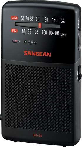 Radio portatil Sangean SR-35 Negro - FM/AM, toma de auriculares, correa, antena telescópica