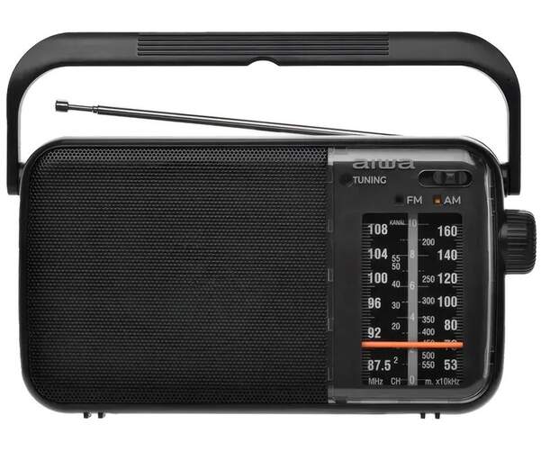 Radio port&aacute;til Aiwa R-290BK - Radio AM y FM, con altavoz de 1 W, conector para auriculares, negro