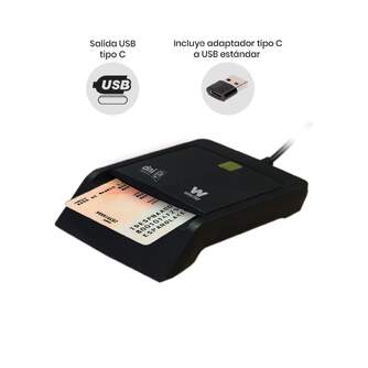 LECTOR DNI ELECTRONICO WOXTER USB-C ADAP. NEGRO