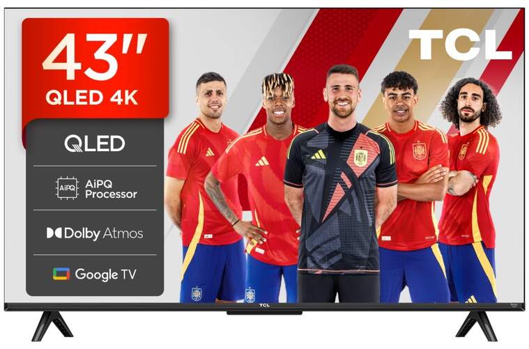 TV TCL 43" QLED 43T69C - 4K Ultra HD, AiPQ Processor, Google TV, Dolby Atmos 20W, HDR10+