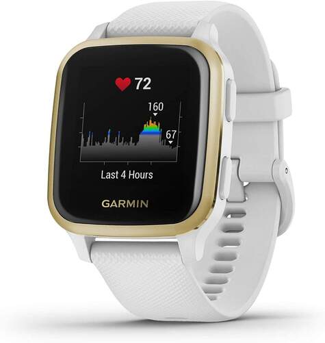 Garmin Venu Sq Dorado Blanco - GPS, Pulsioxímetro, Garmin Pay, Sensores ABC, BT + ANT