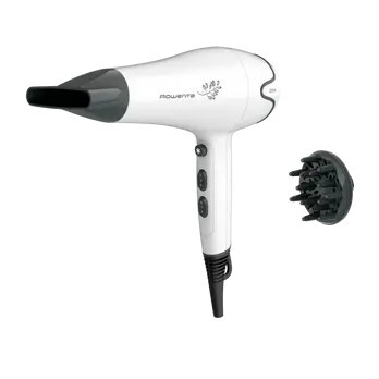 Secador Rowenta CV5708 Pure - 2200 W, 3 temperaturas, 2 velocidades, Difusor, Blanco