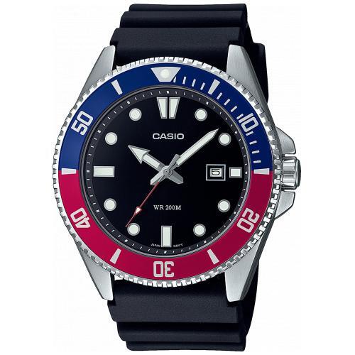 Reloj Casio Collection Hombre MDV-107-1A3VEF - Esfera analógica plateada, azul y roja, correa azul