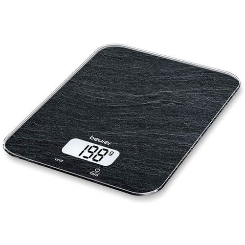 Balanza Beurer KS19 - Balanza de cocina, Botón Táctil, 5 Kg, Diseño Pizarra Slate