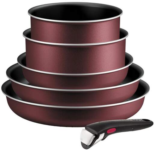 Lote de sartenes Tefal Simply Cook - 6 piezas, Mango Extra&iacute;ble, Apilable