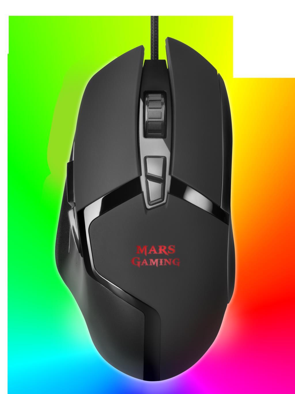 Mars Gaming Mmgx raton ratón rgb chroma ultraligero sensor 10000 dpi negro 10000dpi 10.000 8 botones 40