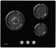 Placa Gas Artica ACG60301 - 3 Fuegos, Cristalgas, Hierro Forjado, Wok