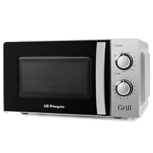 Microondas Orbegozo MIG 2138 - 700W+Grill, 20 Litros, 5 Potencias, 3 Funciones, Programable, Inox