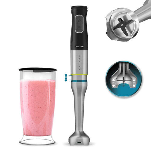 Batidora Cecotec Katana 12 Jar D - 1200 W, 21 Velocidades, Pie XL, Cuchillas Titanio, Vaso 800 ml
