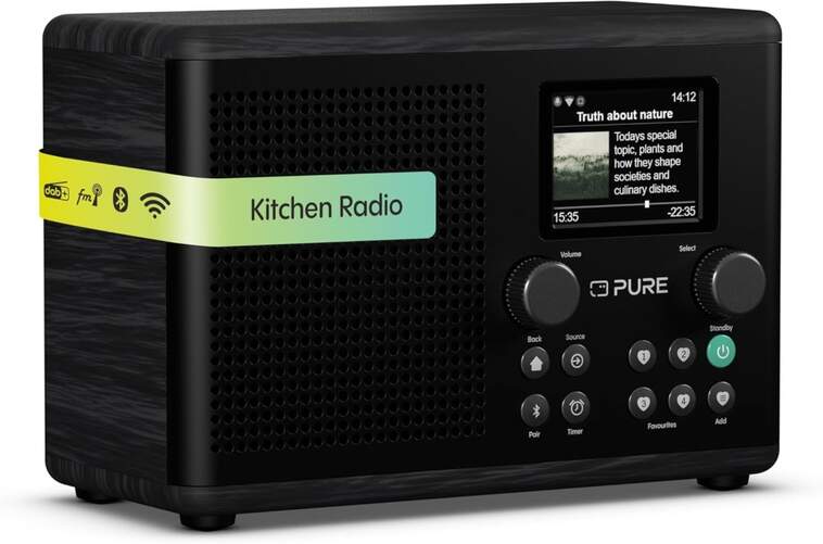 Radio Pure Classic H4i Negro Ceniza - Altavoz 10 W, Bluetooth 5.3W, Radio FM, Wi-Fi, Dab+