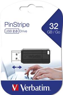 MEMORIA USB 2.0 VERBATIM PINSTRIPE 32 GB NEGRO