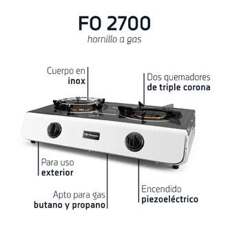HORNILLO ORBEGOZO FO2700 INOX 2F GAS ENCEN.PZO.ELE