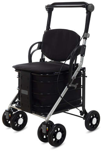 Carro de la compra Play Car One - Asiento Abatible, Empuñadura Ajustable, Negro