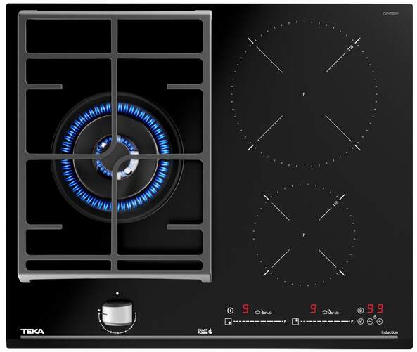 Placa Mixta Gas Natural + Inducción Teka JZC63312 - 3 Zonas, Exact Flame 9 Niveles,  3500W