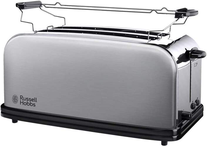 Tostador Russell Hobbs 23610-56 - 1600W, 2 Ranuras Largas, Accesorio Panecillos, Acero Inox